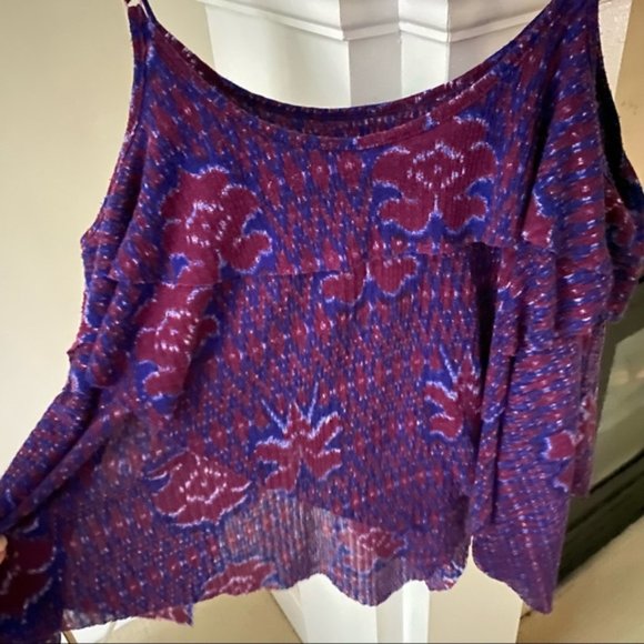 FREE PEOPLE Purple Printed Dew Drop Handkerchief Tank - Picture 3 of 7